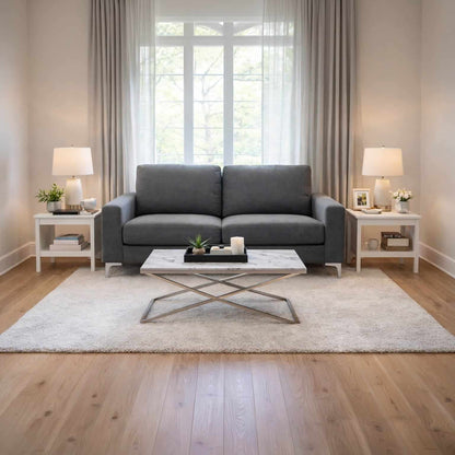 Ginetta Marble Coffee Table with Silver Frame