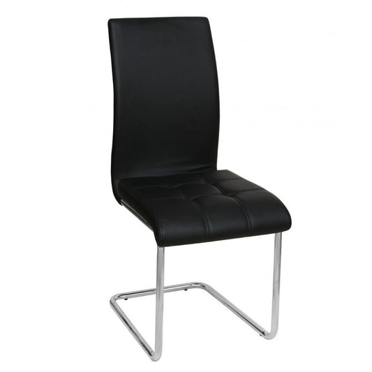Samurai PU Chairs Chrome (4s) - Black (Set of 4)