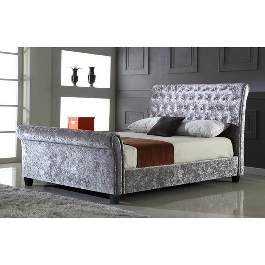 Serenity Crushed Velvet Bed Silver