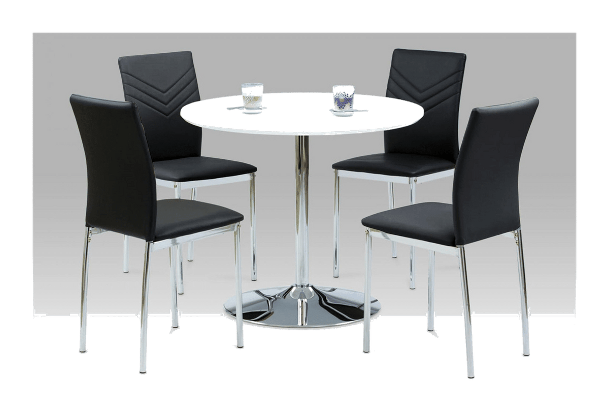 Sylvia PU Dining Chairs Chrome - Black