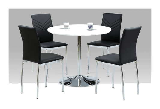 Sylvia PU Dining Chairs Chrome - White