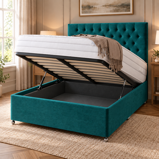Plush Emerald Ottoman Bed