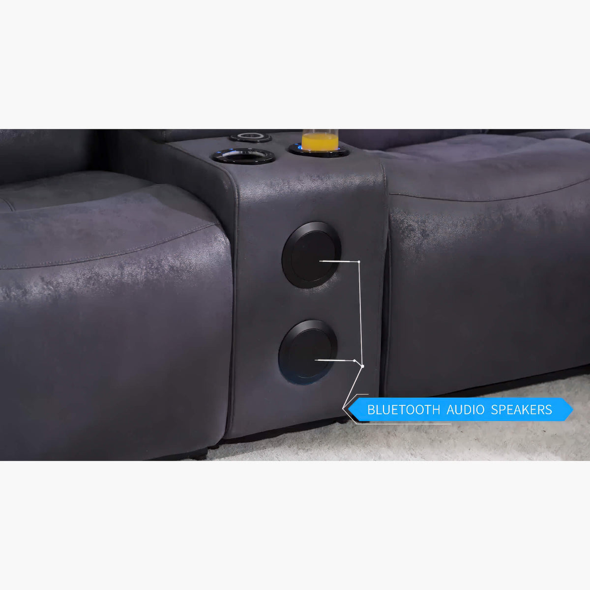 Techno Corner with 3 Power Recliners Grey