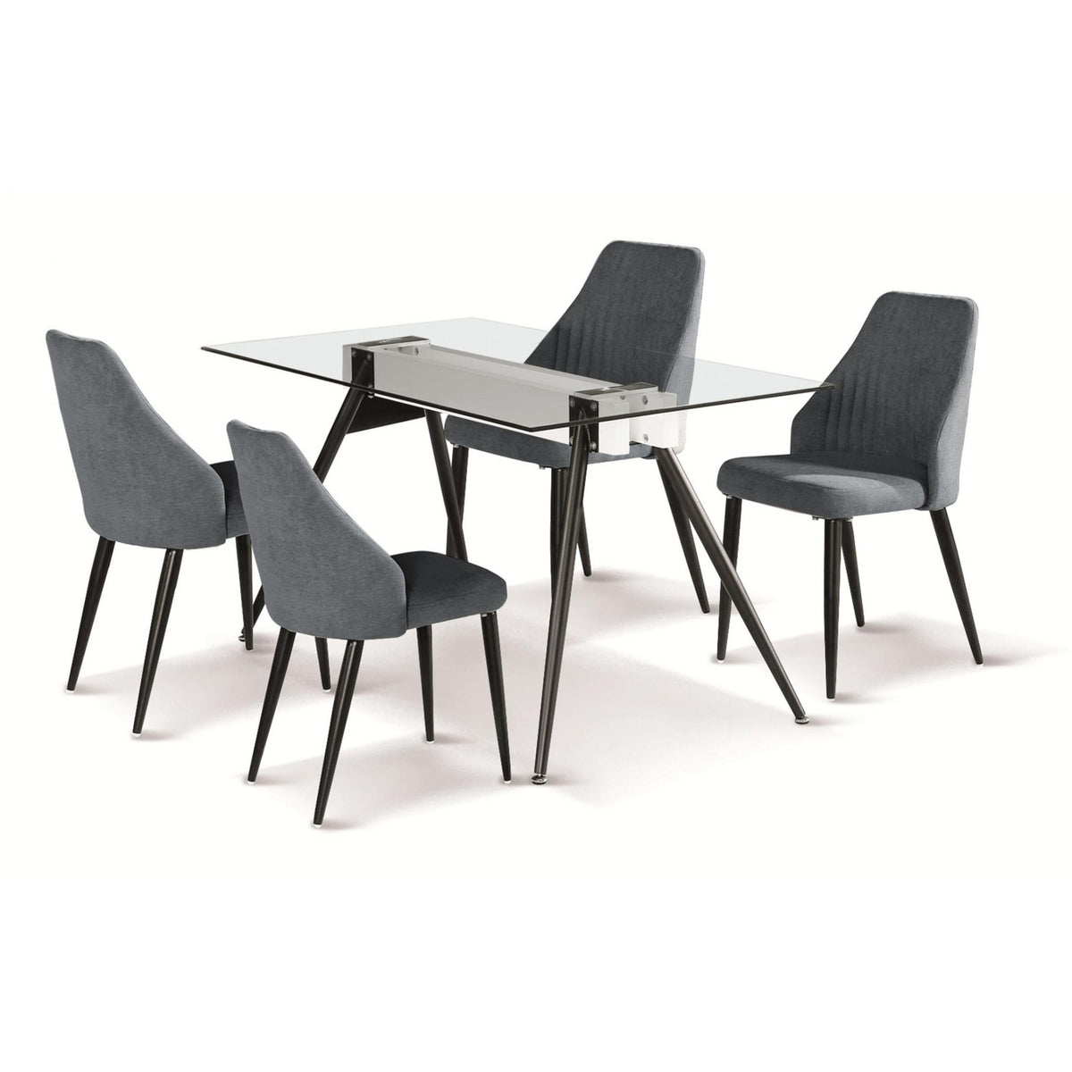Tessa Fabric Chair Grey with Black Metal Legs (4s) (Set of 4)