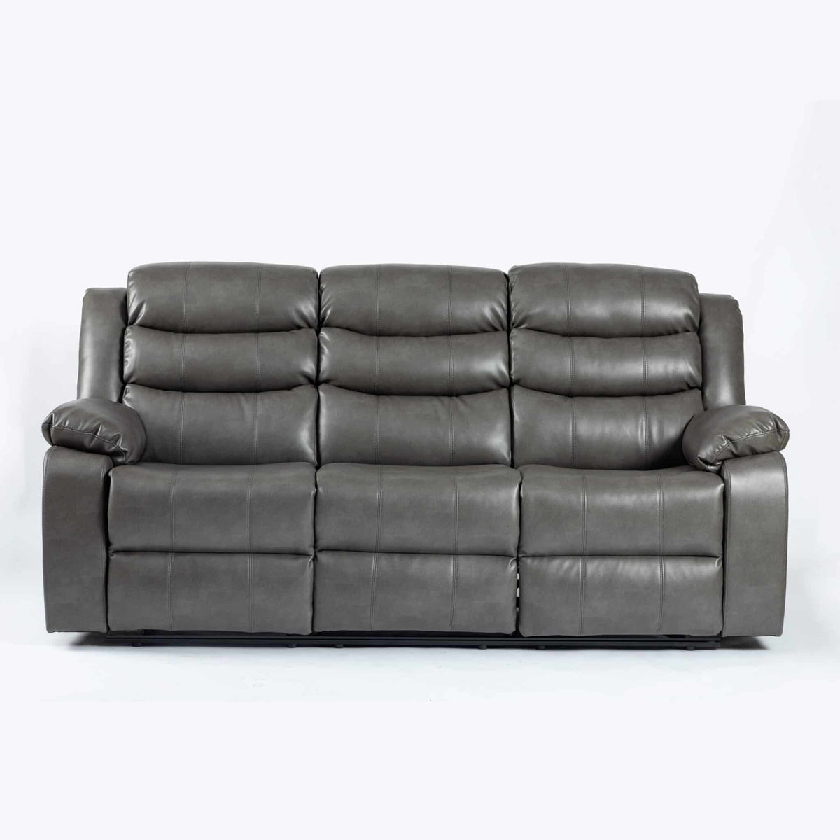 Turin Recliner Leather Aire 3 Seater - Grey