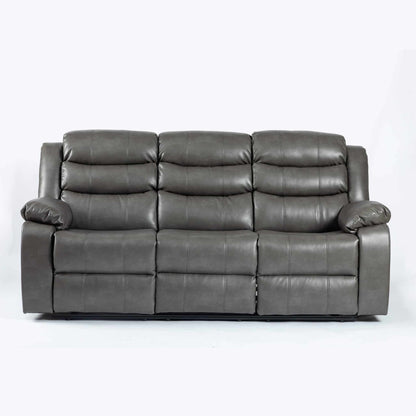 Turin Recliner Leather Aire 3 Seater - Grey