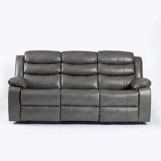 Turin Recliner Leather Aire 3 Seater - Grey