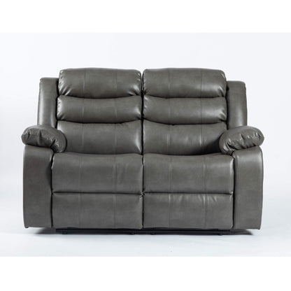 Turin Recliner Leather Aire 2 Seater - Grey