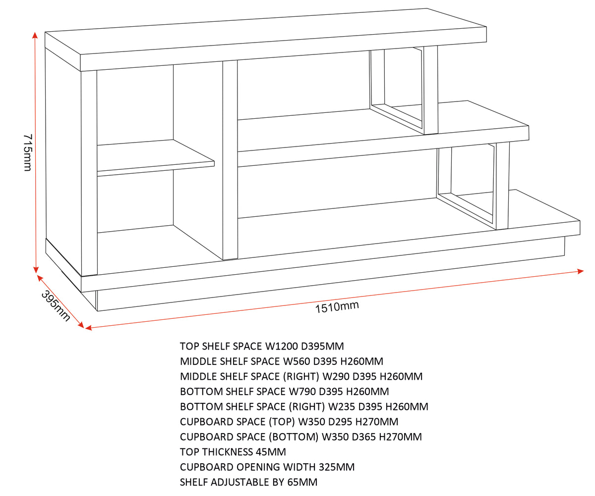 Turin TV Stand - Light Oak Effect/Black