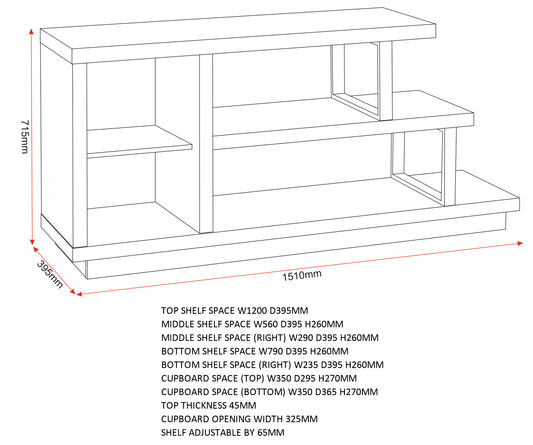Turin TV Stand - Light Oak Effect/Black