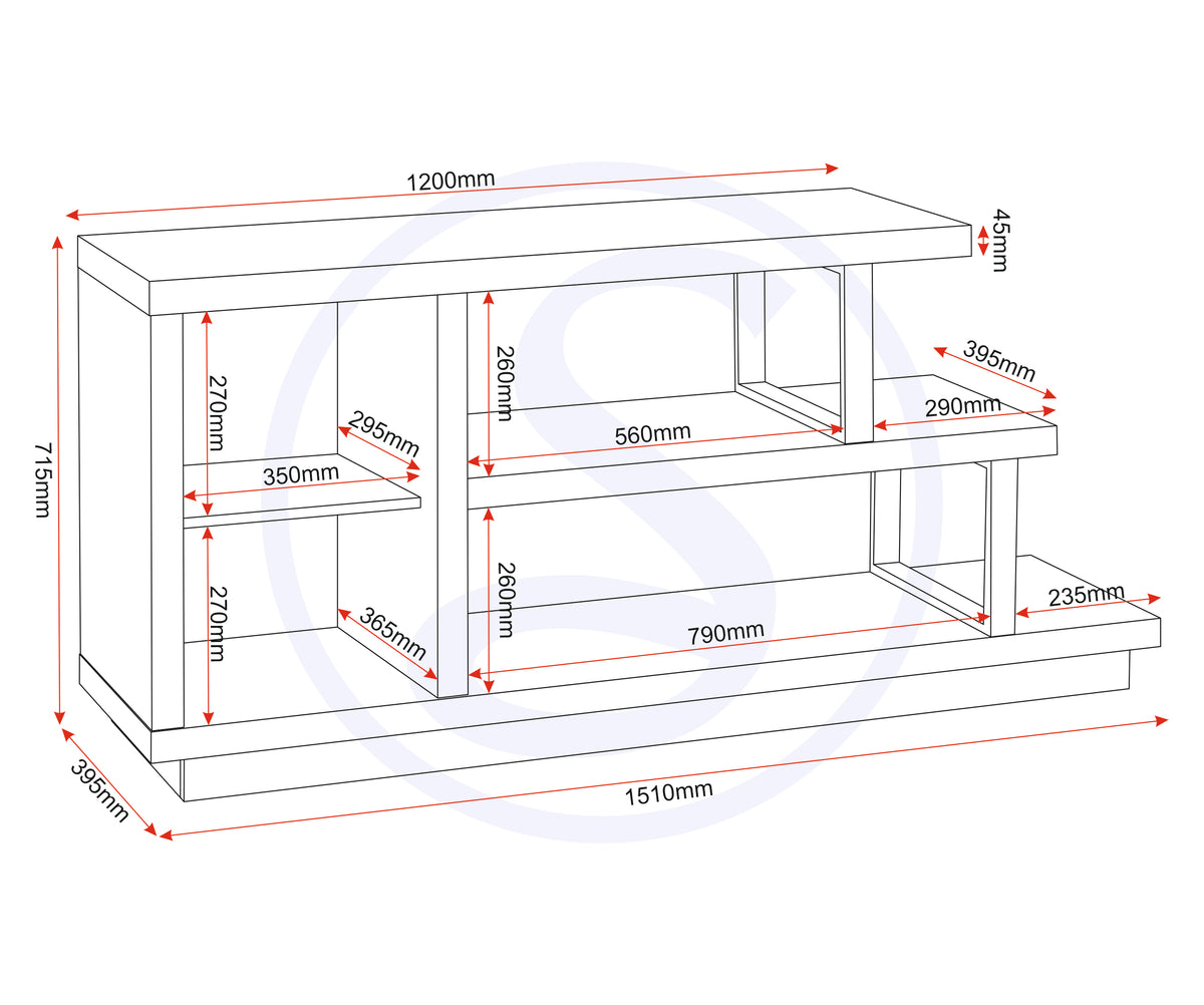 Turin TV Stand - Light Oak Effect/Black