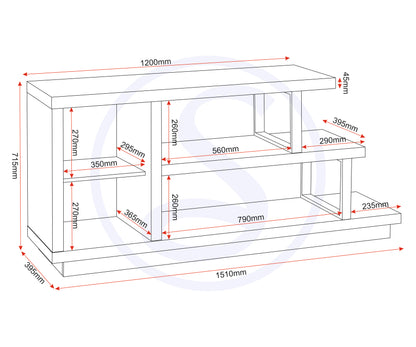 Turin TV Stand - Light Oak Effect/Black