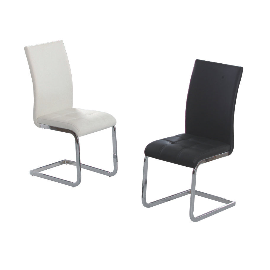 Union PU Dining Chairs Chrome - White (Set of 2)