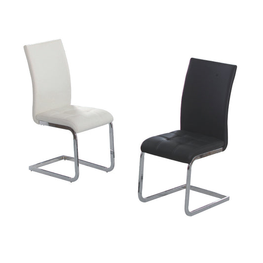 Union PU Dining Chairs Chrome - White (Set of 2)