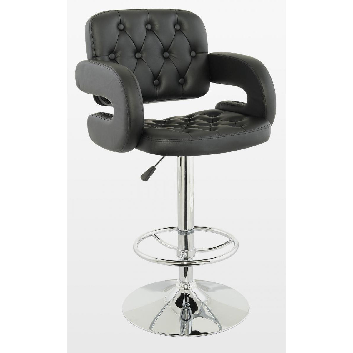 Utah Bar Stool PU Chrome & Black - Grey