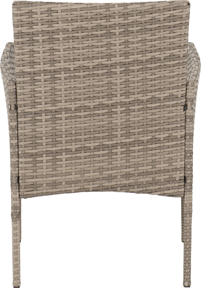 Willow 3 Piece Garden Set - Grey Rattan/Grey Fabric/Black Glass