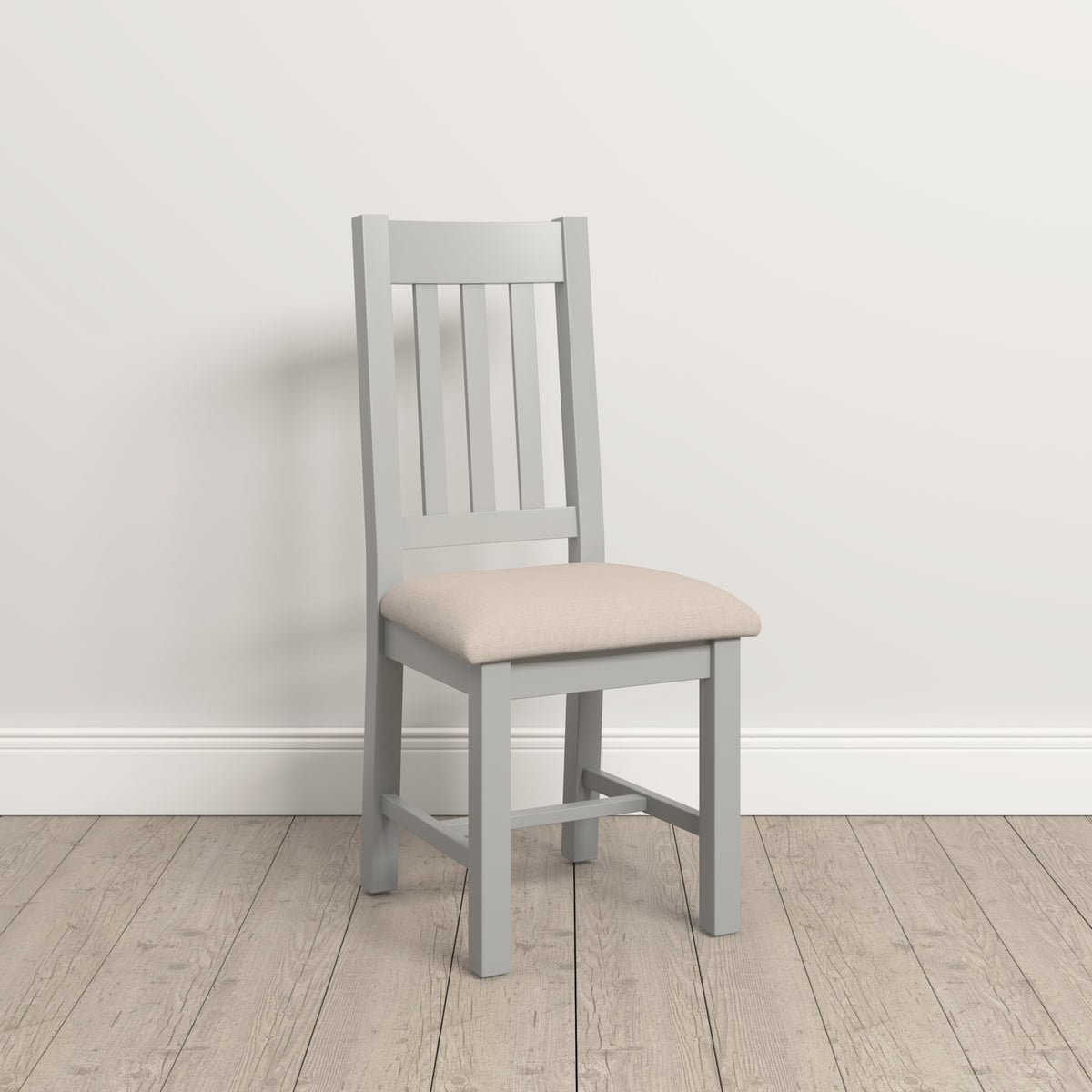 Windsor Slatted Chair (Box of 2) - Pebble Grey/Oat Fabric