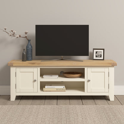 Windsor Straight TV Unit - Ivory/Oak