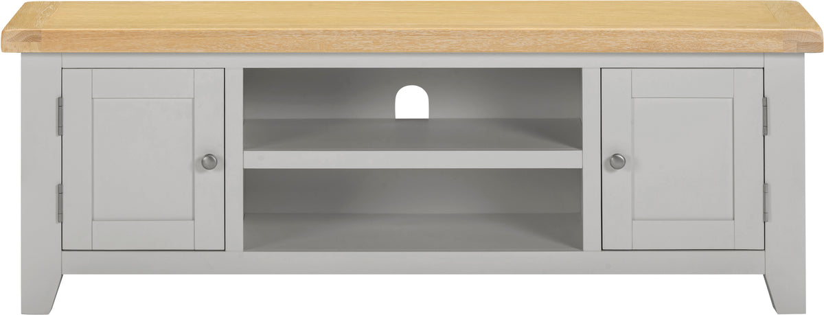 Windsor Straight TV Unit - Pebble Grey/Oak