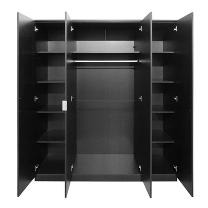 Topline Robe with two Mirrors 4 Door - Black