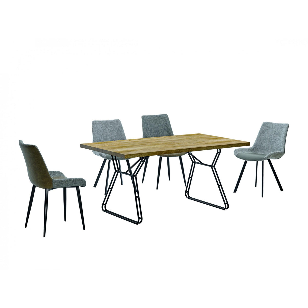 Waterloo Fabric & PU Dining Chair Cappuccino & Black - Black, Cappuccino (Set of 4)
