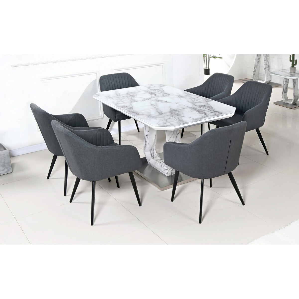 Westlake Fabric Dining Chair Grey & Black - Black, Grey (Set of 2)
