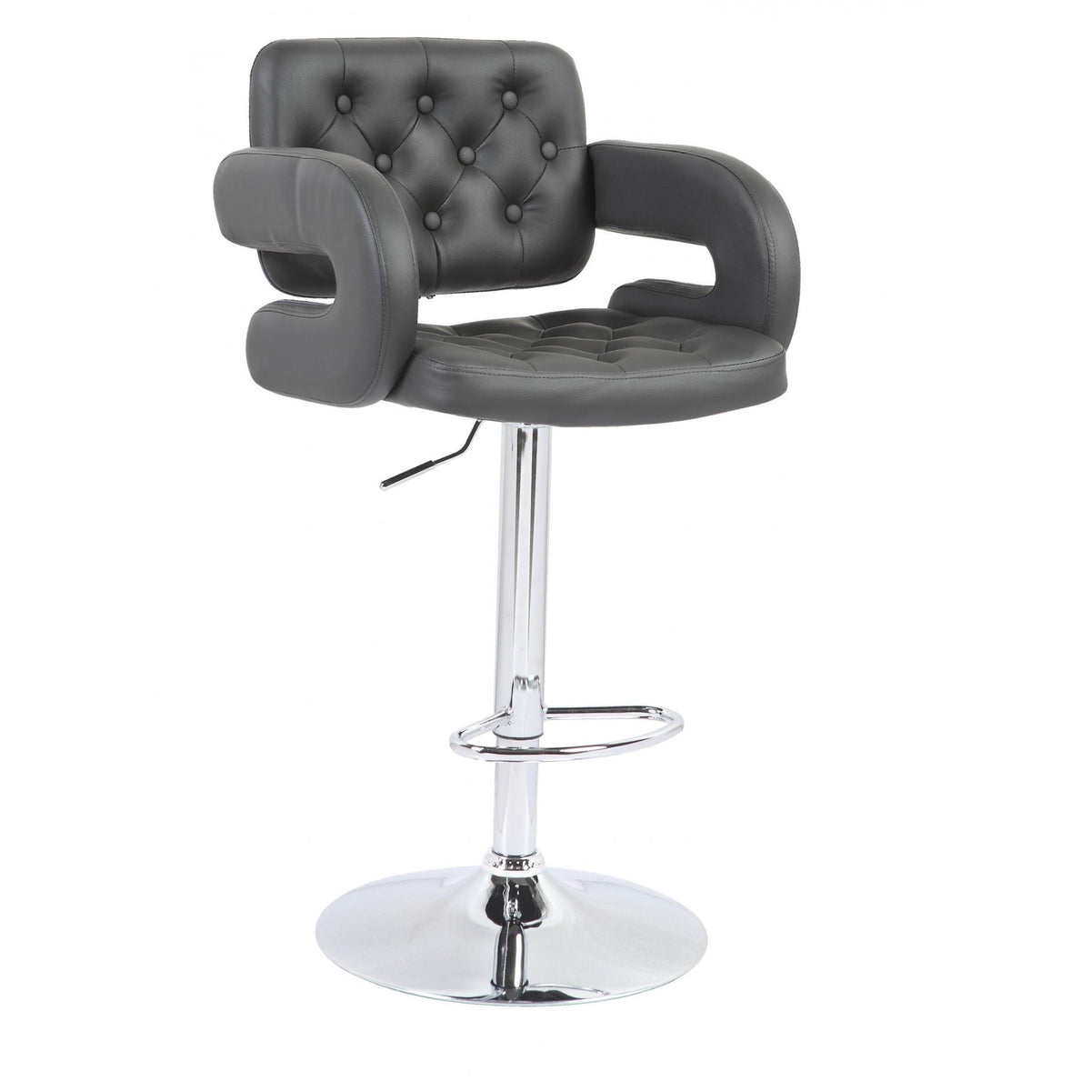 Utah Bar Stool PU Chrome & Black - Grey