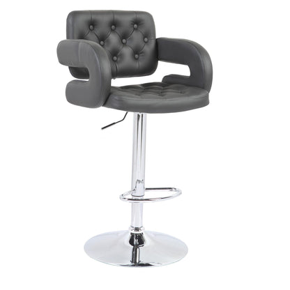 Utah Bar Stool PU Chrome & Black - Grey