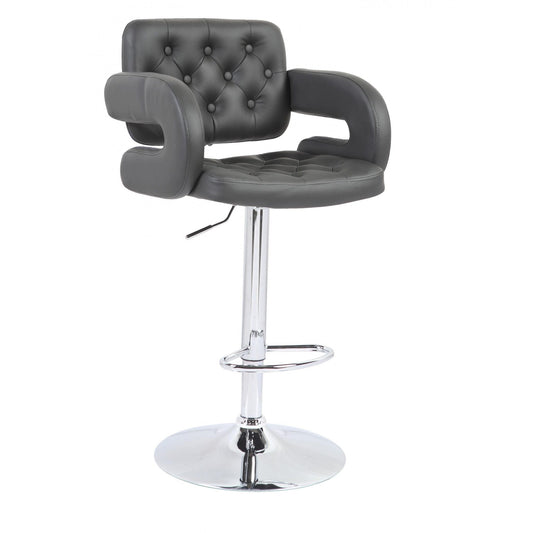 Utah Bar Stool PU Chrome & Black - Grey
