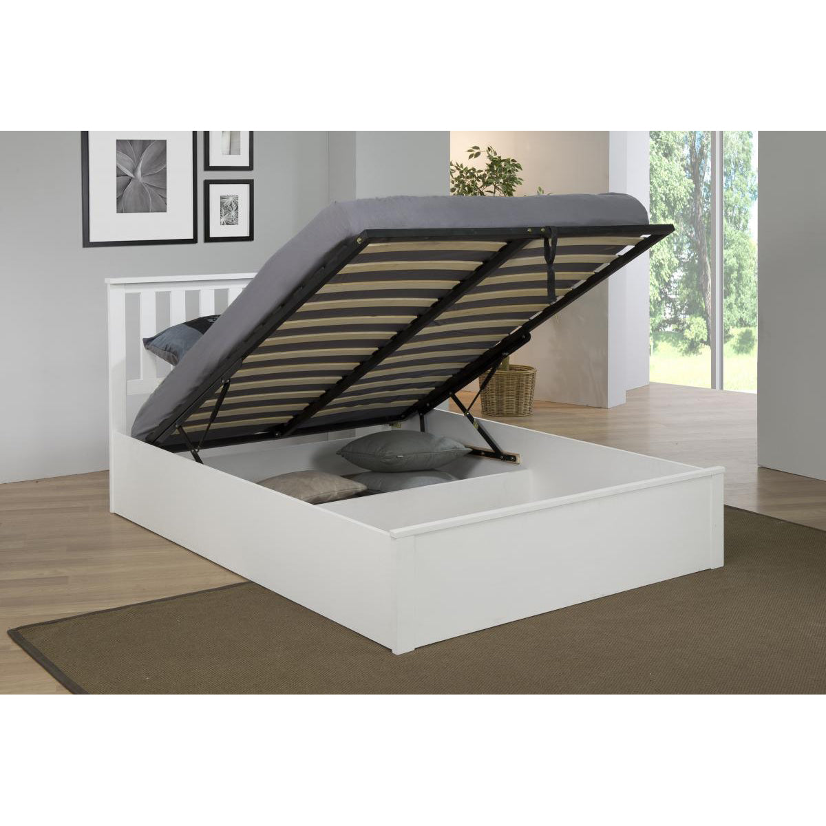 Zoe Storage Bed Solid Rubberwood White