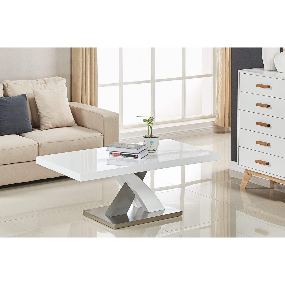Zurich Coffee Table High Gloss White & Grey - Grey, High Gloss White