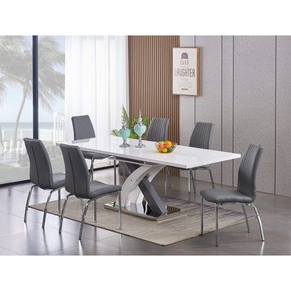 Zurich Extending Dining Table High Gloss White & Grey - Grey, High Gloss White