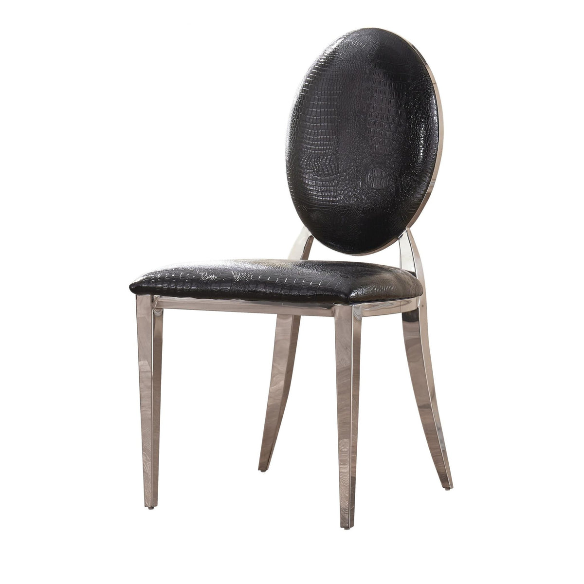 Arriana Dining Chair Stainless Steel & PU Black (Set of 2)