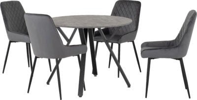 Athens Round Dining Set with Avery Chairs - Furniture Cash and Carry