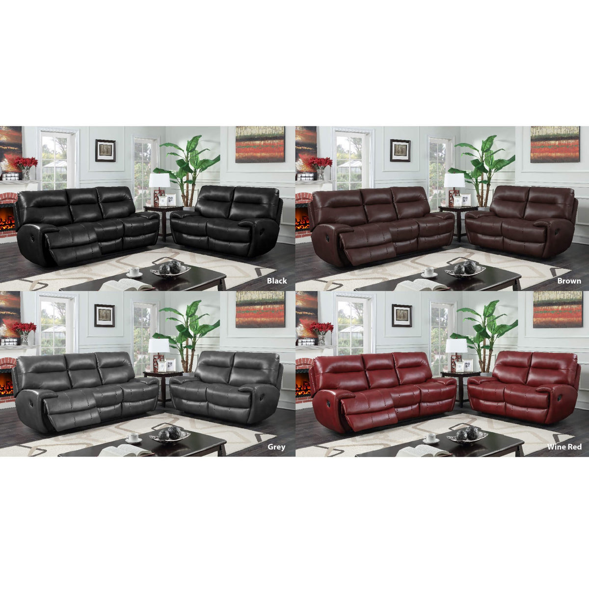 Bailey Recliner LeatherGel & PU 2 Seater - Black
