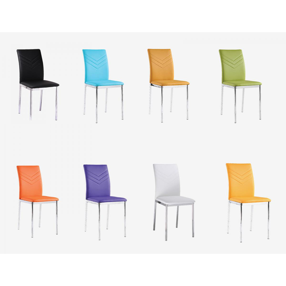 Carina PU Chairs Chrome - Black (Set of 4)