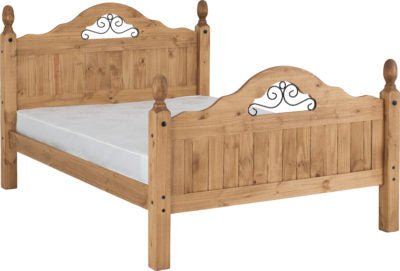 Corona Scroll 4'6" Bed High Foot End - Furniture Cash and Carry