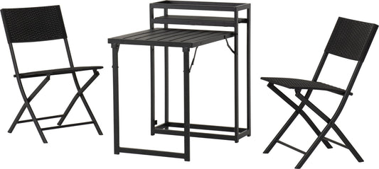 Foldaway 1+2 Garden Set - Black - Furniture Cash and Carry