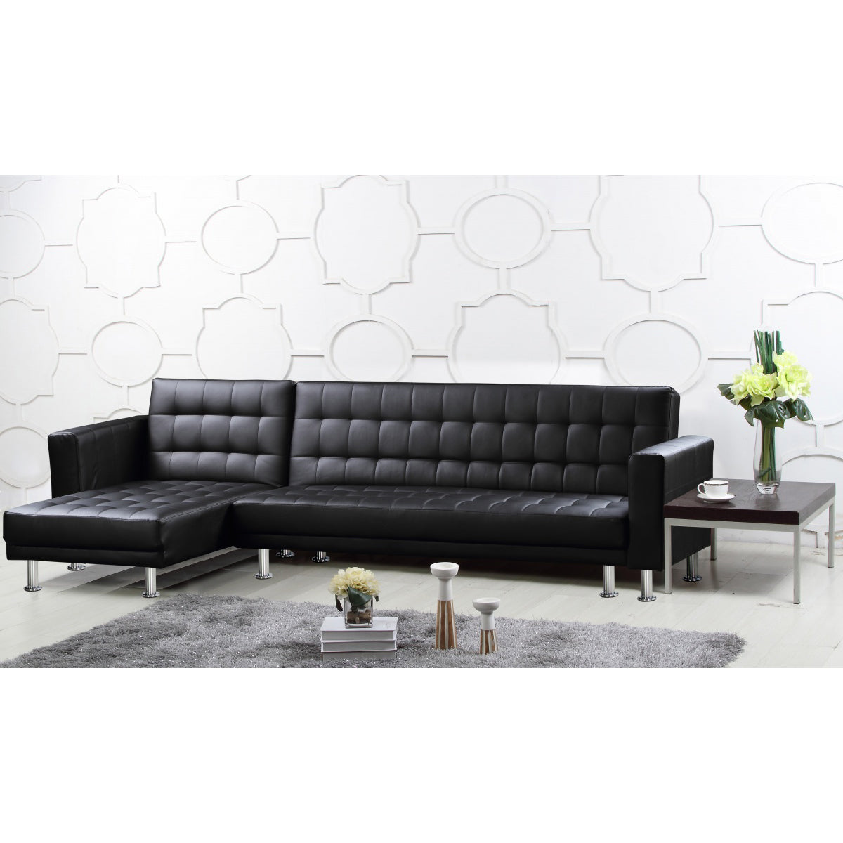 Hawthorn Corner Multi Functional Sofa Bed PU & PVC - Black