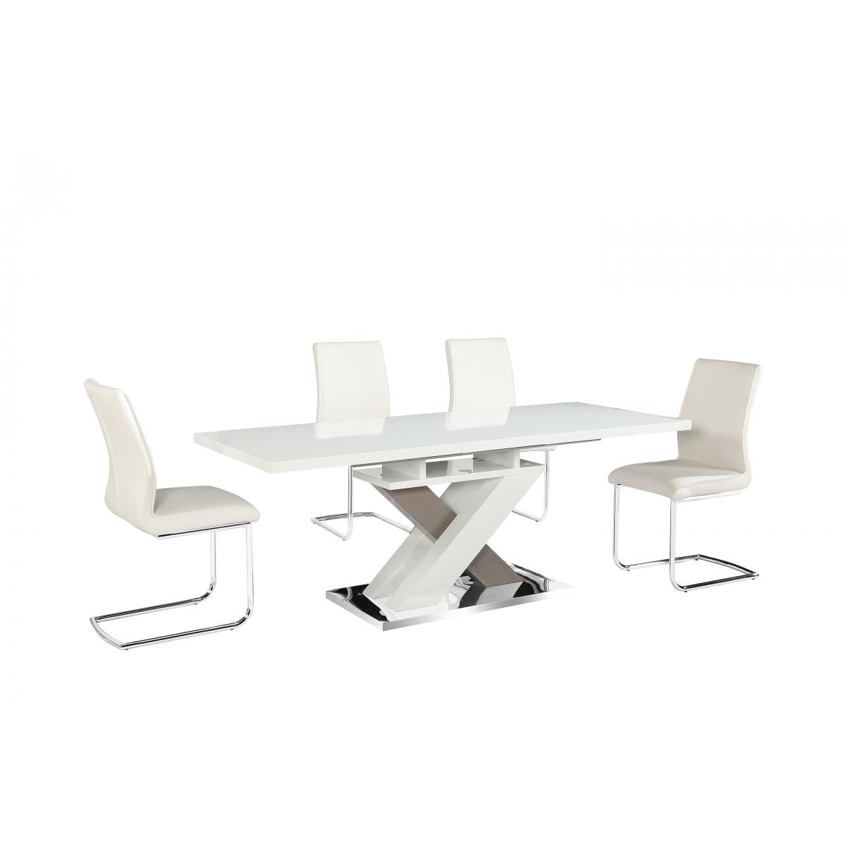 Honora Extending Dining Table High Gloss White & Grey - Grey, High Gloss White