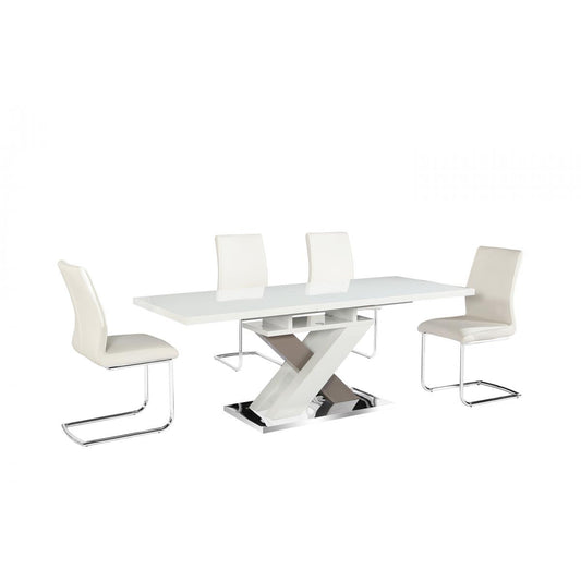 Honora Extending Dining Table High Gloss White & Grey - Grey, High Gloss White
