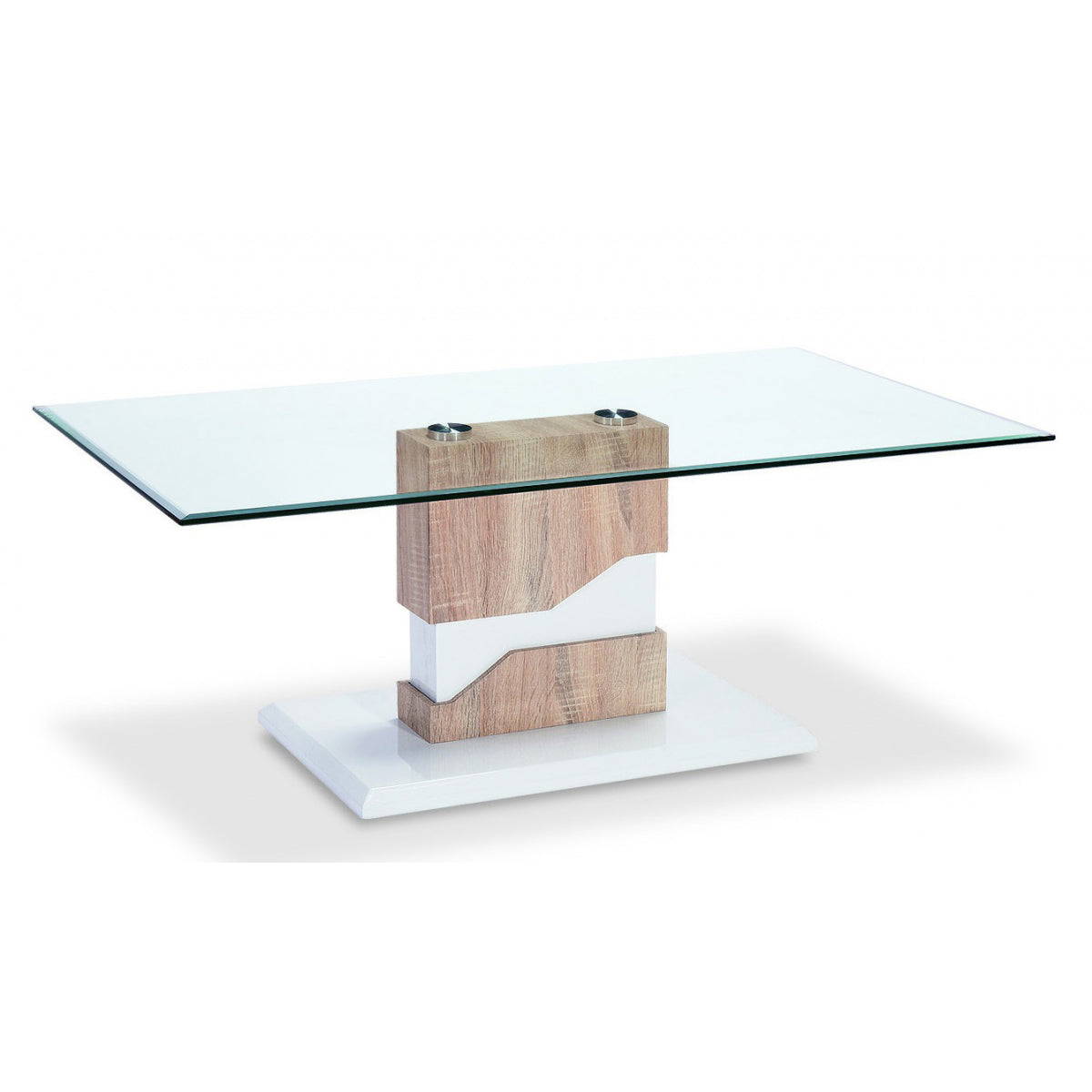 Milton Glass Coffee Table White & Natural - Natural, White