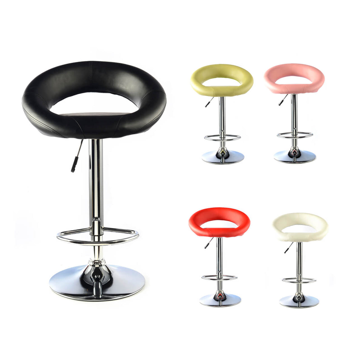 Murry Bar Stool PU Chrome (2s) - White (Set of 2)