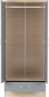 Nevada 2 Door 1 Drawer Wardrobe - Furniture Cash and Carry
