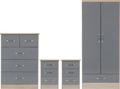 Nevada 2 Door 1 Drawer Wardrobe Bedroom Set - Furniture Cash and Carry