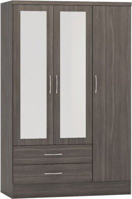 Nevada 3 Door 2 Drawer Mirrored Wardrobe - Furniture Cash and Carry