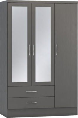 Nevada 3 Door 2 Drawer Mirrored Wardrobe - Furniture Cash and Carry