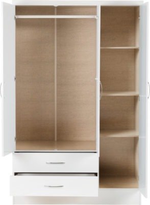 Nevada 3 Door 2 Drawer Mirrored Wardrobe - Furniture Cash and Carry