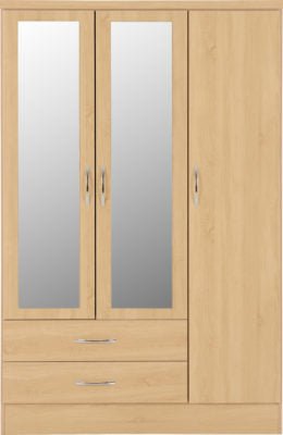 Nevada 3 Door 2 Drawer Mirrored Wardrobe - Furniture Cash and Carry