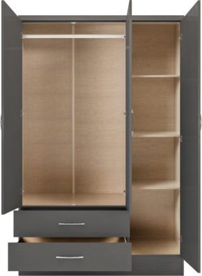 Nevada 3 Door 2 Drawer Mirrored Wardrobe - Furniture Cash and Carry